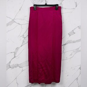 Elegant Fuchsia Silk Maxi Skirt — Sleek Straight Silhouette